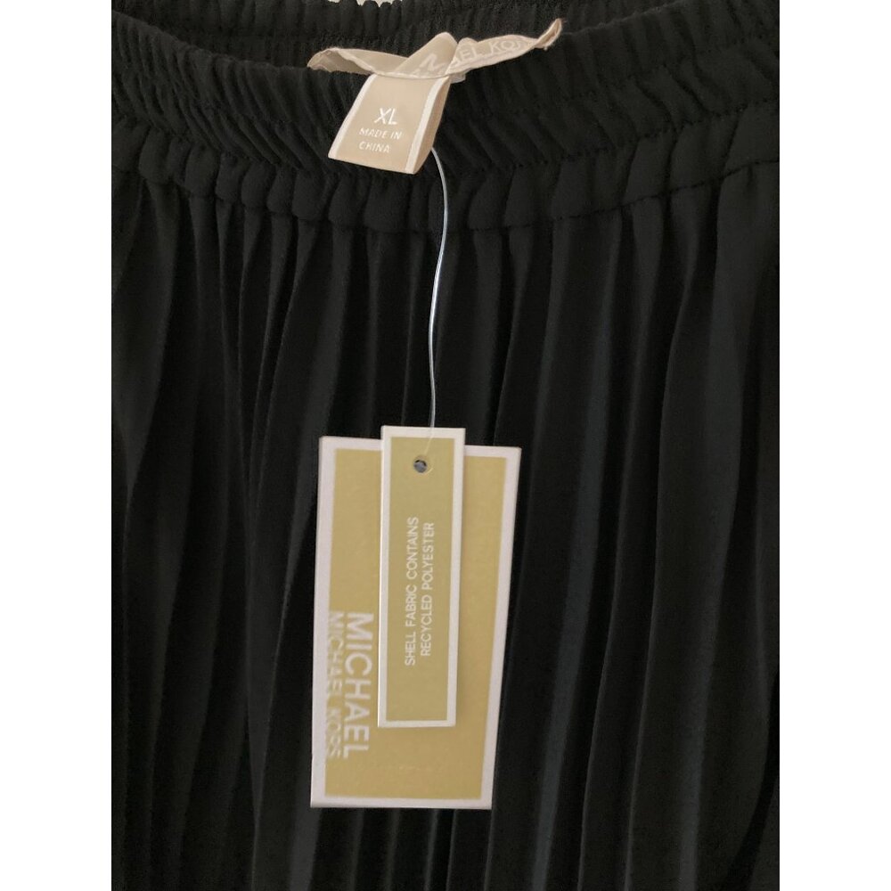 NWT MICHAEL KORS WOMENS PLEATED SLIT MIDI SKIR BLACK XL - Picture 3 of 6